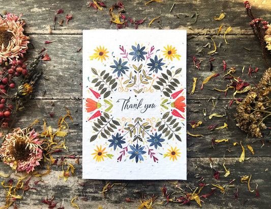 Plantable Seed Paper Thank You Card, Blank Inside