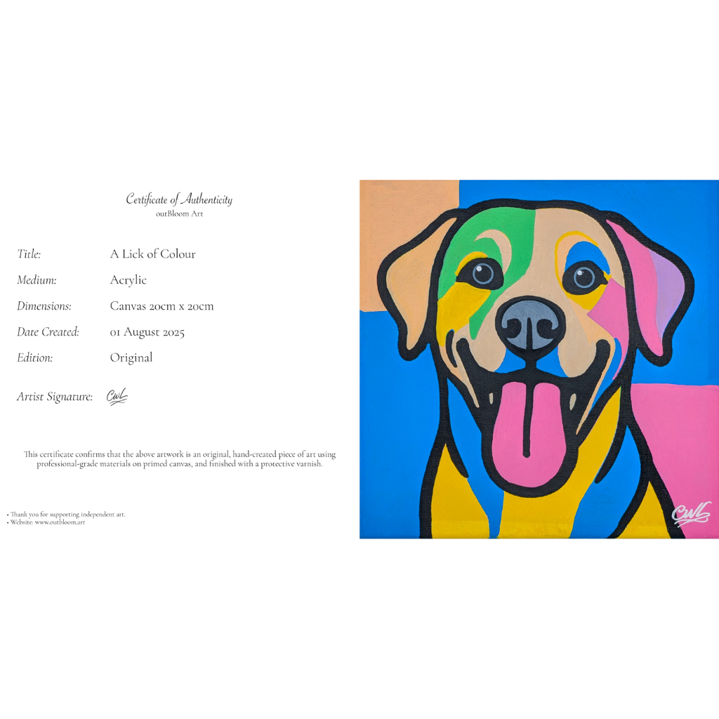 A Lick of Colour - Original Framed Painting (20cm x 20cm) with Greeting Card & Gift Box