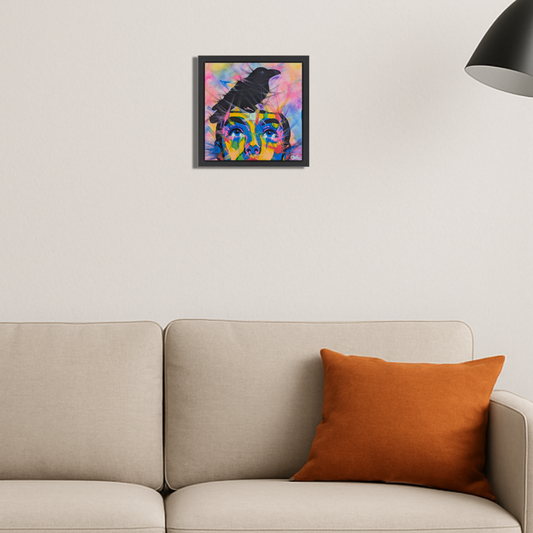 Bird Brain - Original Framed Painting (20cm x 20cm) with Greeting Card & Gift Box