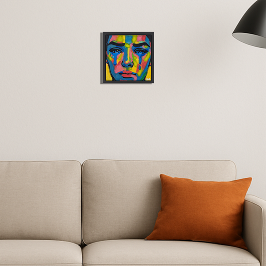 Crying Colours - Original Framed Painting (20cm x 20cm) with Greeting Card & Gift Box