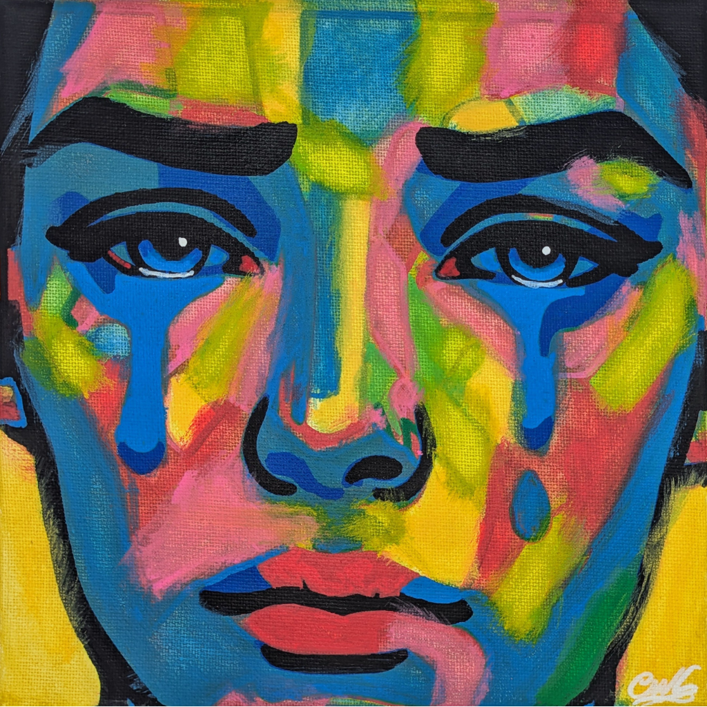 Crying Colours - Original Framed Painting (20cm x 20cm) with Greeting Card & Gift Box