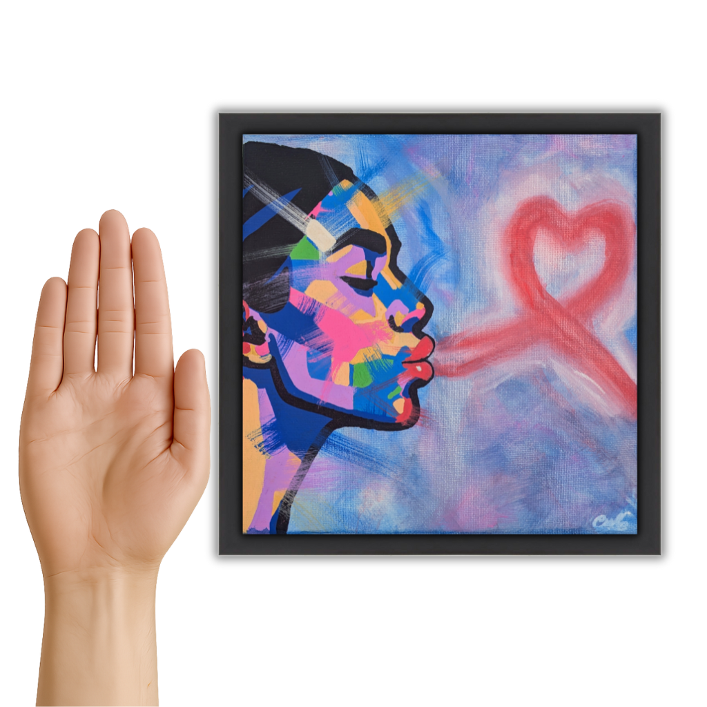 Exhaled Love - Original Framed Painting (20cm x 20cm) with Greeting Card & Gift Box