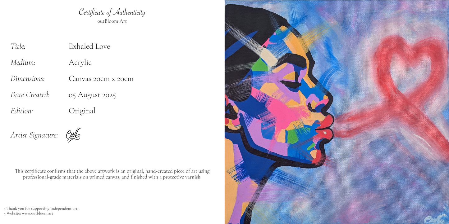 Exhaled Love - Original Framed Painting (20cm x 20cm) with Greeting Card & Gift Box