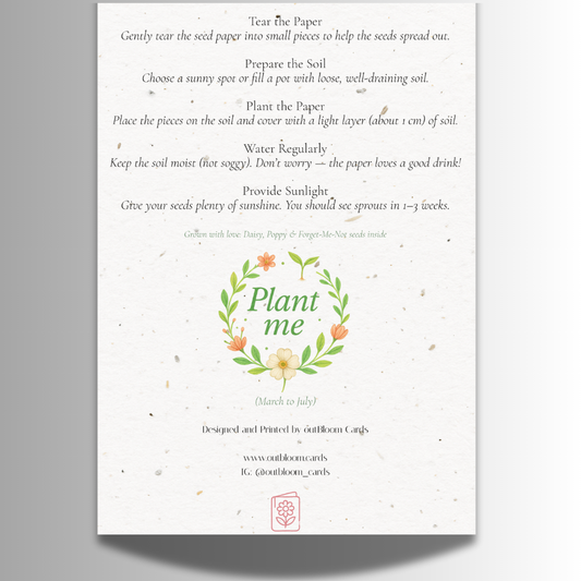 Plantable Seed Card – Illustrated Forget Me Nots