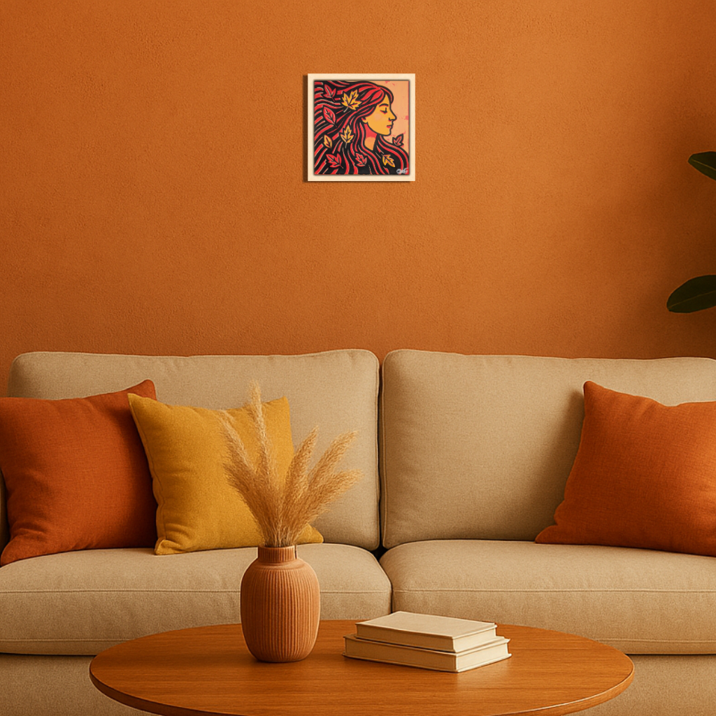 Woven into Autumn - Original Framed Painting (20cm x 20cm) with Greeting Card & Gift Box