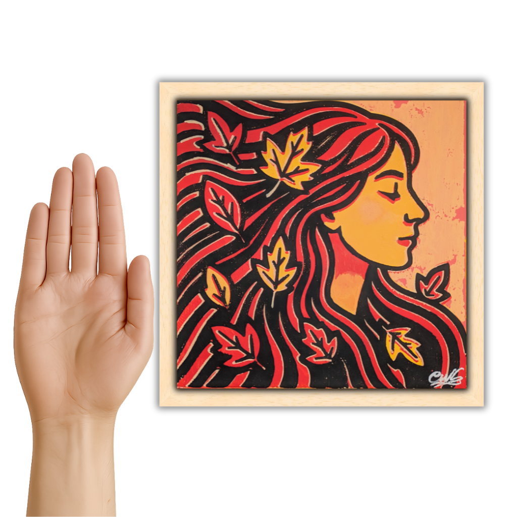 Woven into Autumn - Original Framed Painting (20cm x 20cm) with Greeting Card & Gift Box