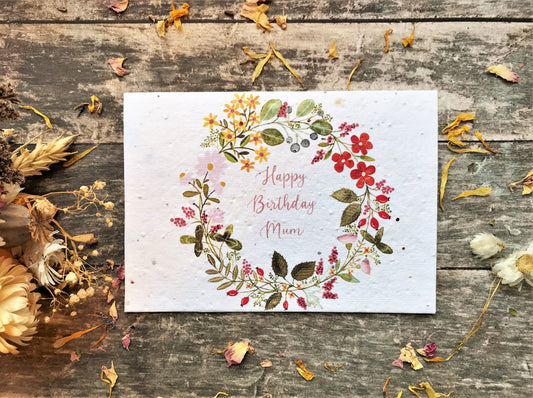 Plantable  Seed Paper Happy Birthday Mum Card