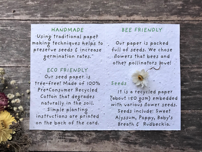 Plantable Seed Paper Thank You Card, Blank Inside