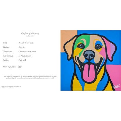 A Lick of Colour - Original Framed Painting (20cm x 20cm) with Greeting Card & Gift Box