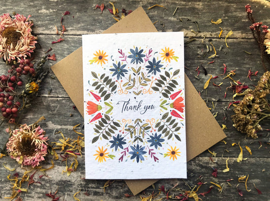 Plantable Seed Paper Thank You Card, Blank Inside