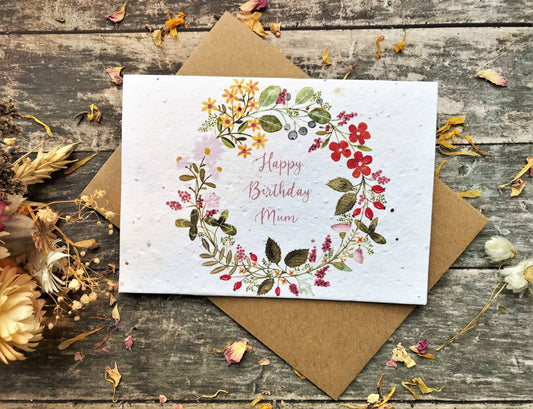Plantable  Seed Paper Happy Birthday Mum Card