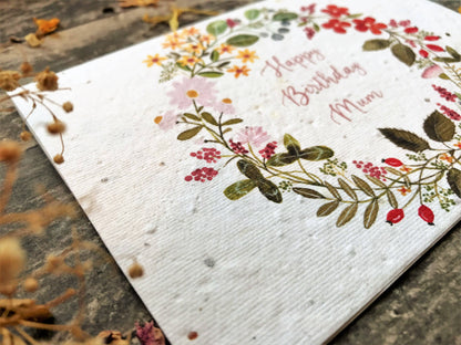 Plantable  Seed Paper Happy Birthday Mum Card
