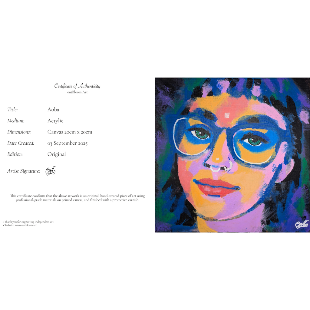 Aoba - Original Framed Painting (20cm x 20cm) with Greeting Card & Gift Box