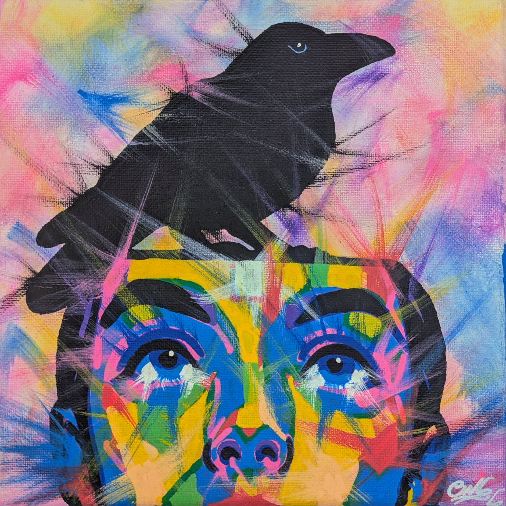 Bird Brain - Original Framed Painting (20cm x 20cm) with Greeting Card & Gift Box