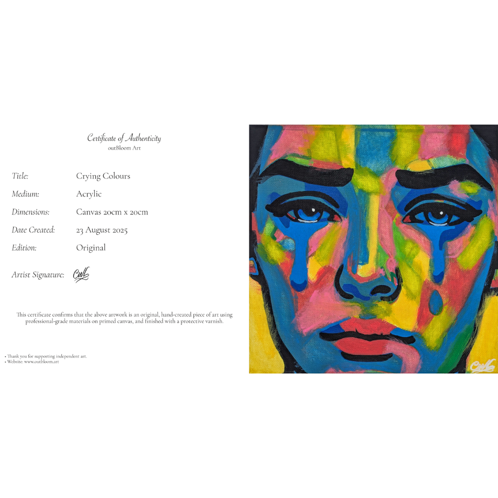 Crying Colours - Original Framed Painting (20cm x 20cm) with Greeting Card & Gift Box