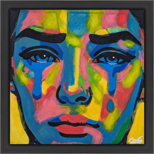 Crying Colours - Original Framed Painting (20cm x 20cm) with Greeting Card & Gift Box