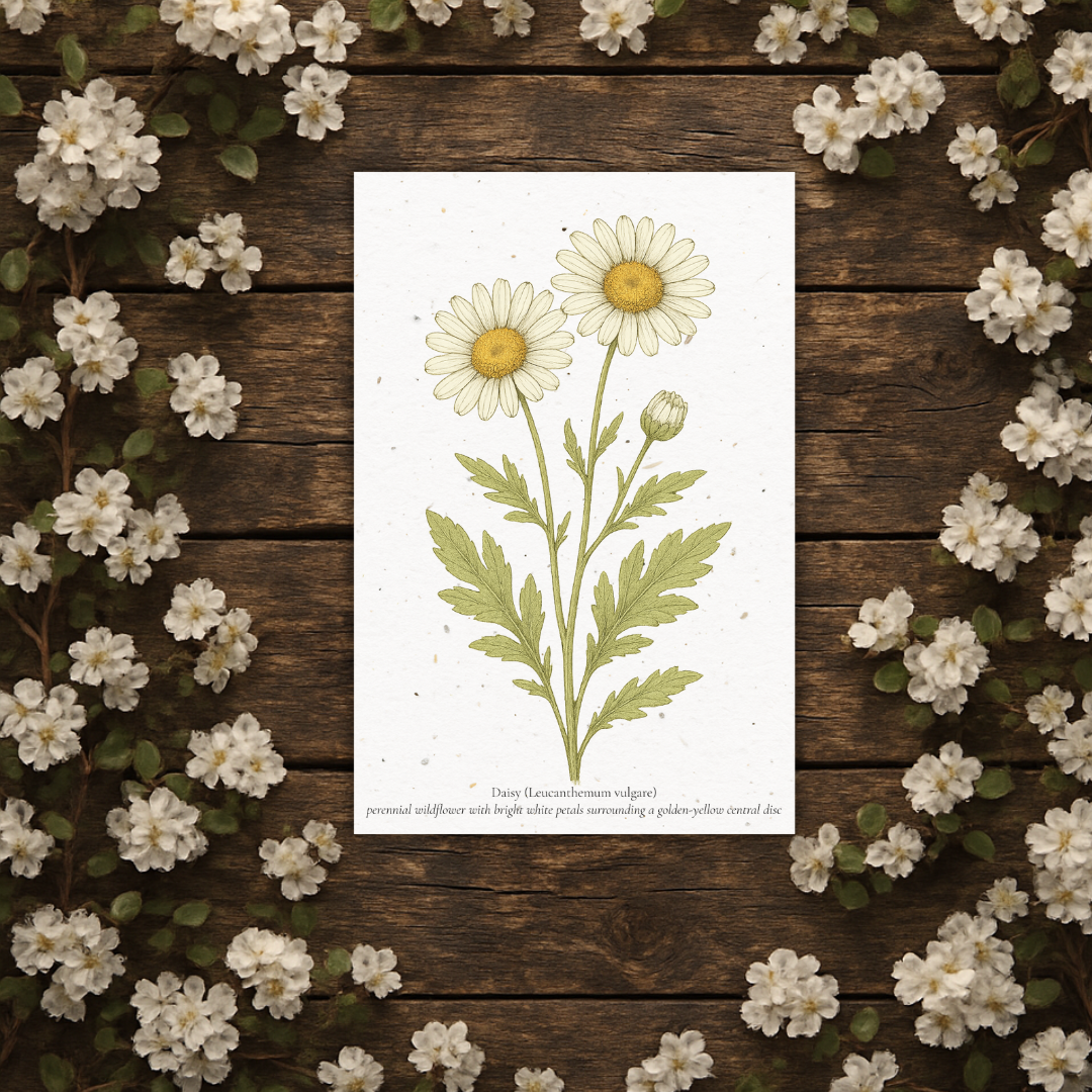 Plantable Seed Card – Illustrated Daisy [Blank inside]