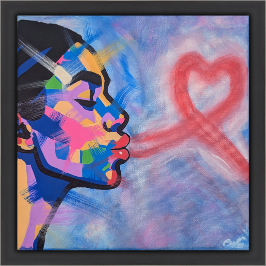 Exhaled Love - Original Framed Painting (20cm x 20cm) with Greeting Card & Gift Box