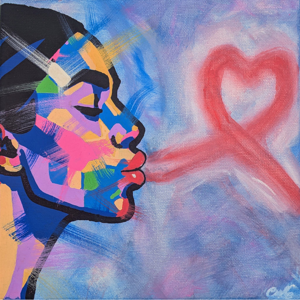 Exhaled Love - Original Framed Painting (20cm x 20cm) with Greeting Card & Gift Box