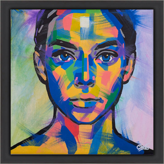 Gaze in Colour - Original Framed Painting (20cm x 20cm) with Greeting Card & Gift Box