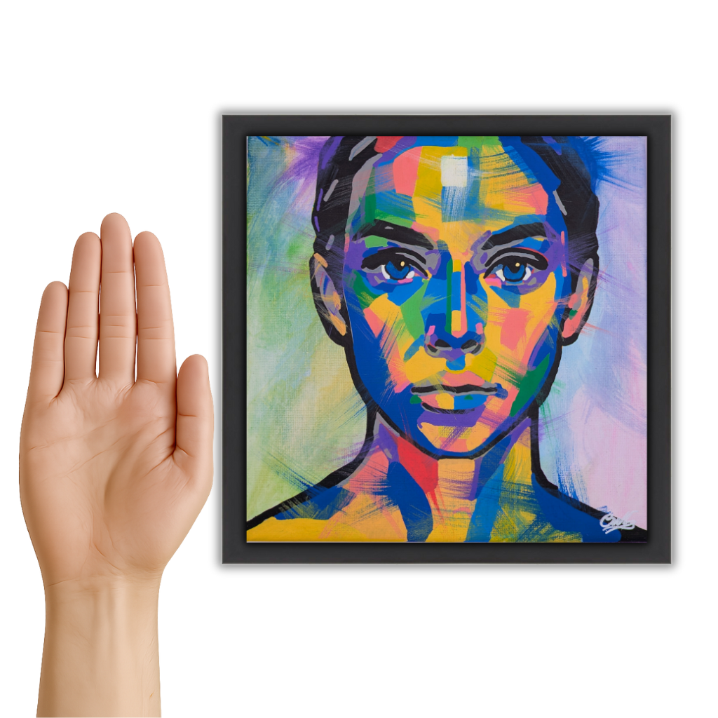 Gaze in Colour - Original Framed Painting (20cm x 20cm) with Greeting Card & Gift Box
