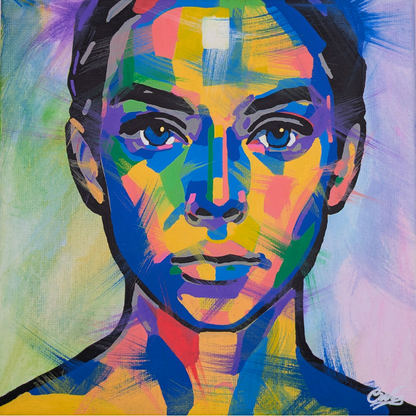 Gaze in Colour - Original Framed Painting (20cm x 20cm) with Greeting Card & Gift Box