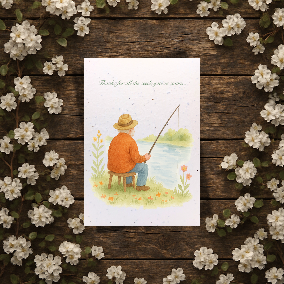 Plantable Seed Card – Man Fishing [Blank inside]