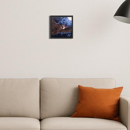 Midnight Owl - Original Framed Painting (20cm x 20cm) with Greeting Card & Gift Box