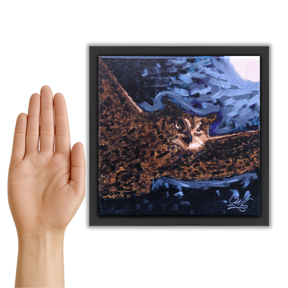 Midnight Owl - Original Framed Painting (20cm x 20cm) with Greeting Card & Gift Box