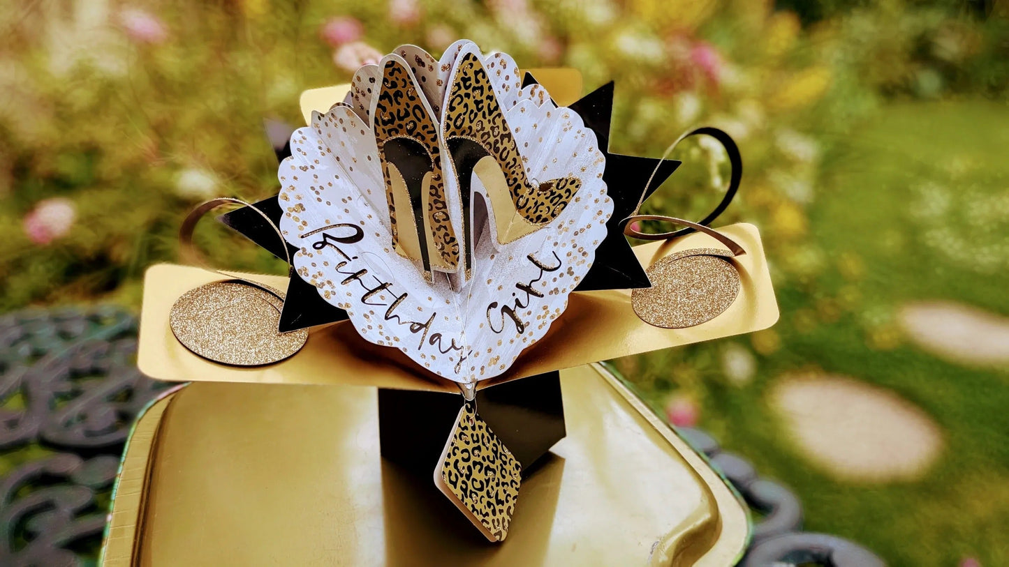 Birthday Leopard Heels - Pop-Up Greeting Card