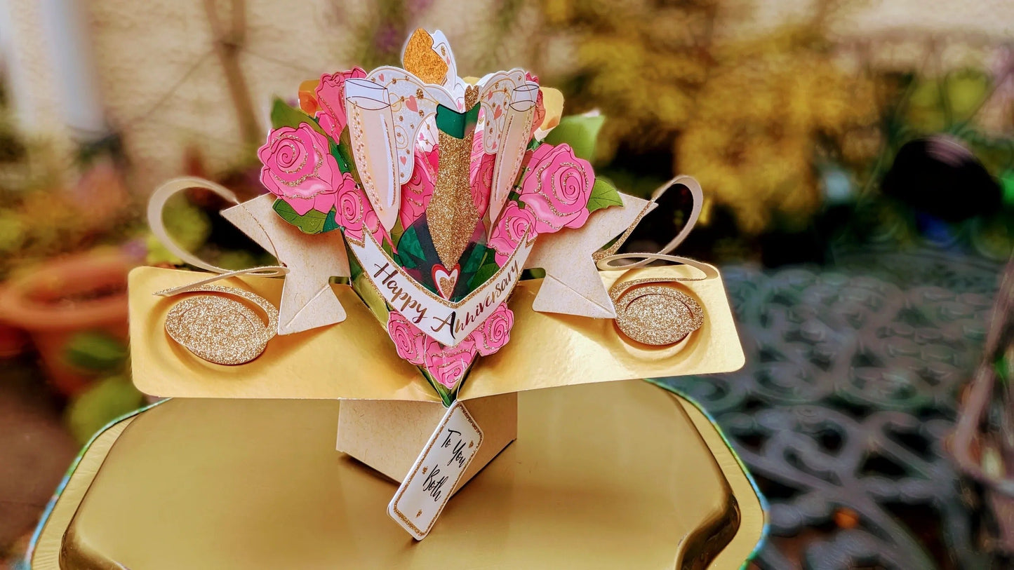 Anniversary Champagne - Pop-Up Greeting Card