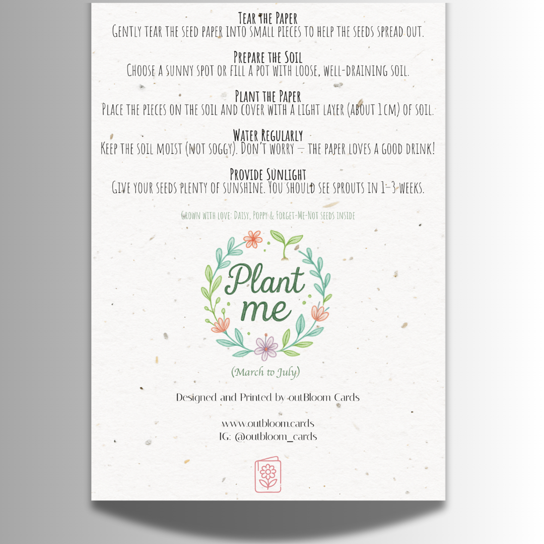 Plantable Seed Birthday Card - Blackbird on Tree Branch [Blank inside]