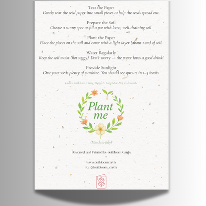 Plantable Seed Card – Illustrated Forget Me Nots [Blank inside]