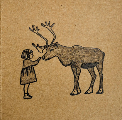 Pencil Drawn - The Girl & The Reindeer Christmas Card (5.7 x 5.7 in)