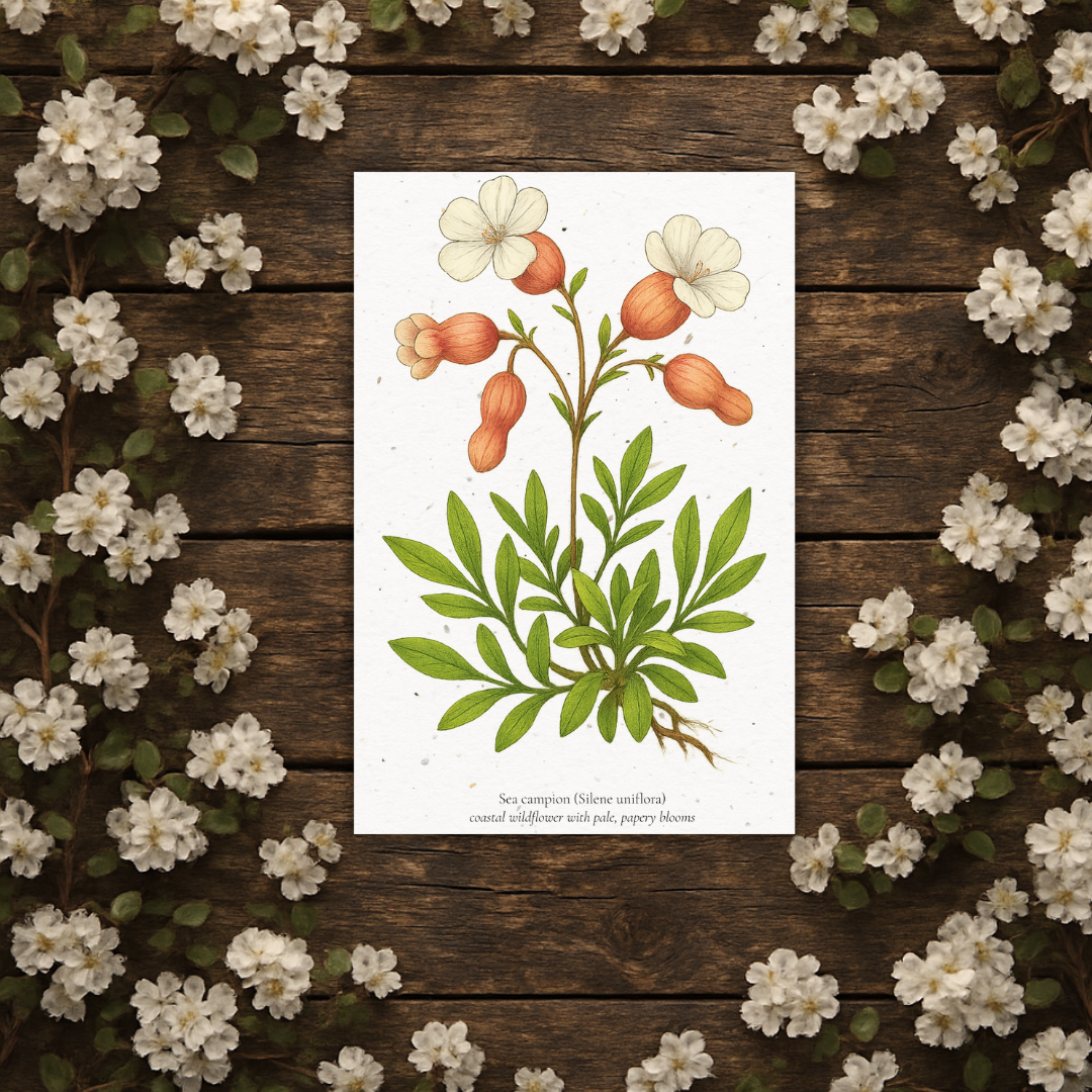Plantable Seed Card – Illustrated Sea Campion [Blank inside]