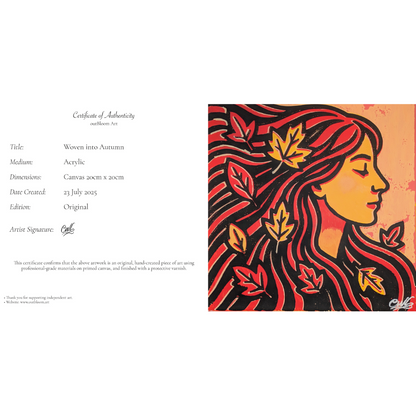 Woven into Autumn - Original Framed Painting (20cm x 20cm) with Greeting Card & Gift Box