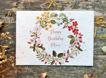 Plantable  Seed Paper Happy Birthday Mum Card